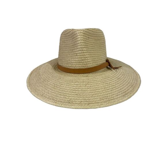 Womens Sunbody Palm Leaf Hat Leather strap size 7 Sun Straw Hat Boho Handmade - Picture 5 of 9